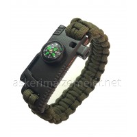 Paracord Tactical Magnezyum Survivor Bileklik Haki